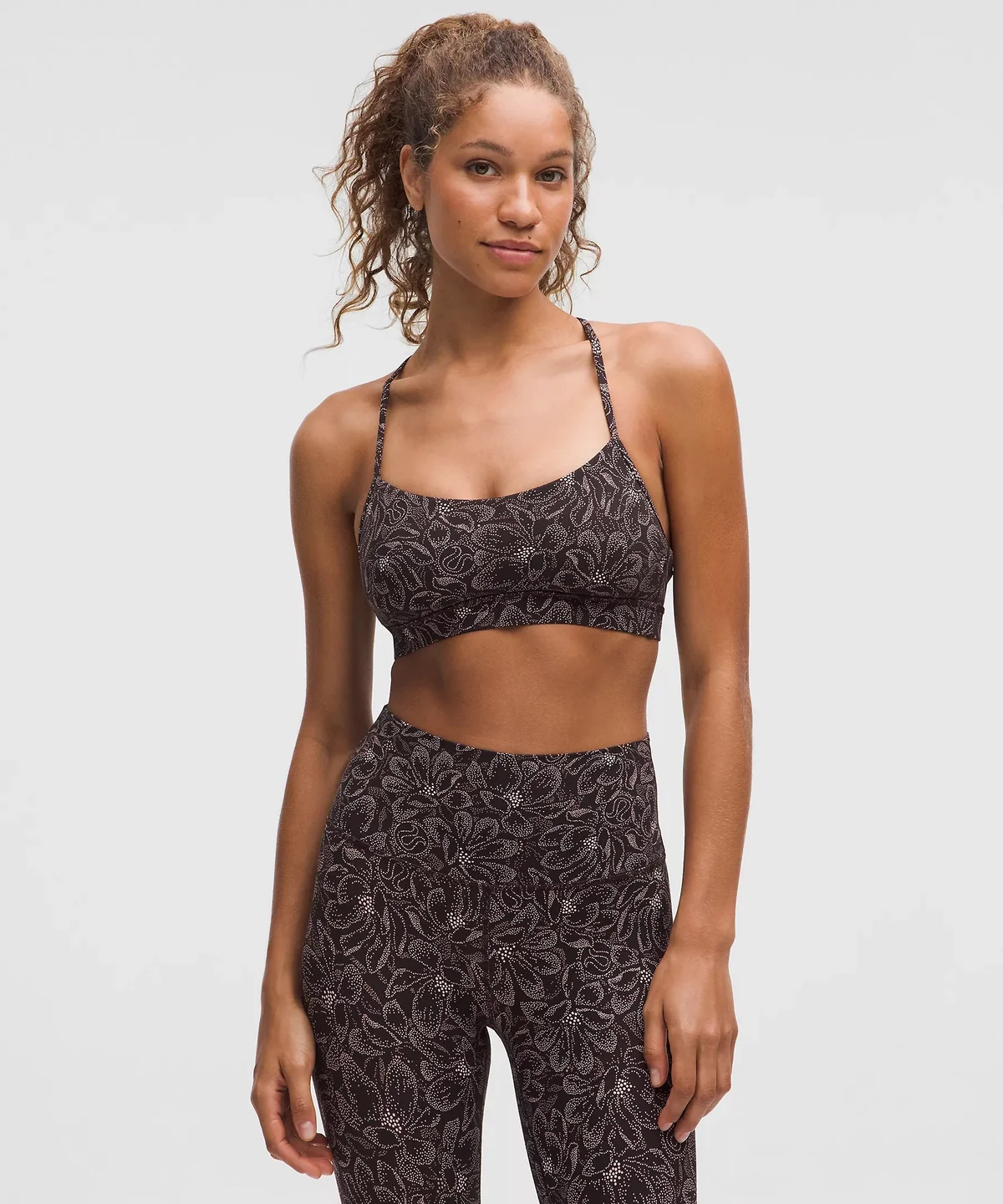 Lululemon Flow Y Bra Nulu Light Support, A–C Cups Dotted Magnolia Pink Multi