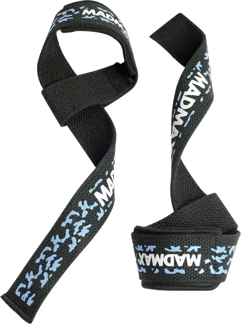 Лямки для тяги MadMax Camo Power Wrist Straps Camo/Light Blue