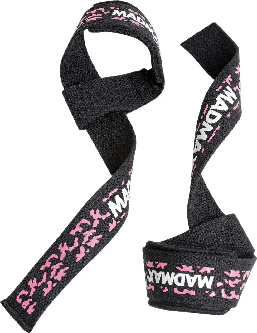 Лямки для тяги MadMax Camo Power Wrist Straps Camo/Pink