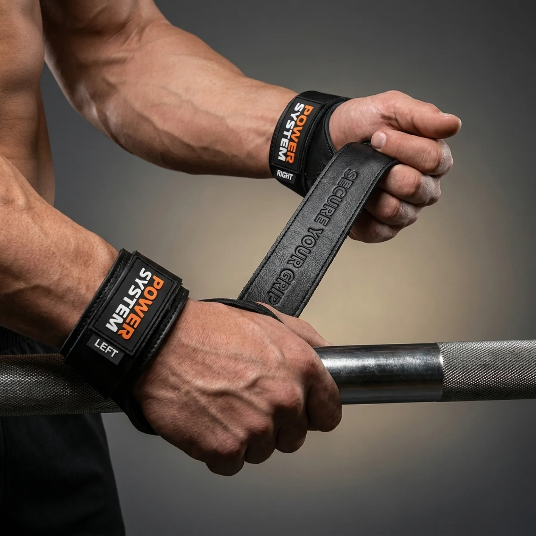 Лямки для тяги шкіряні Power System PS-3320 Leather Straps Black