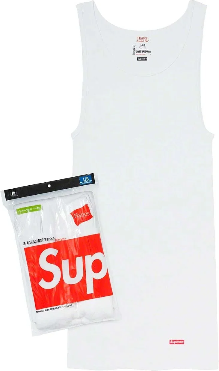 Майки Supreme®/Hanes® Tagless Tank Tops White (3 PACK)