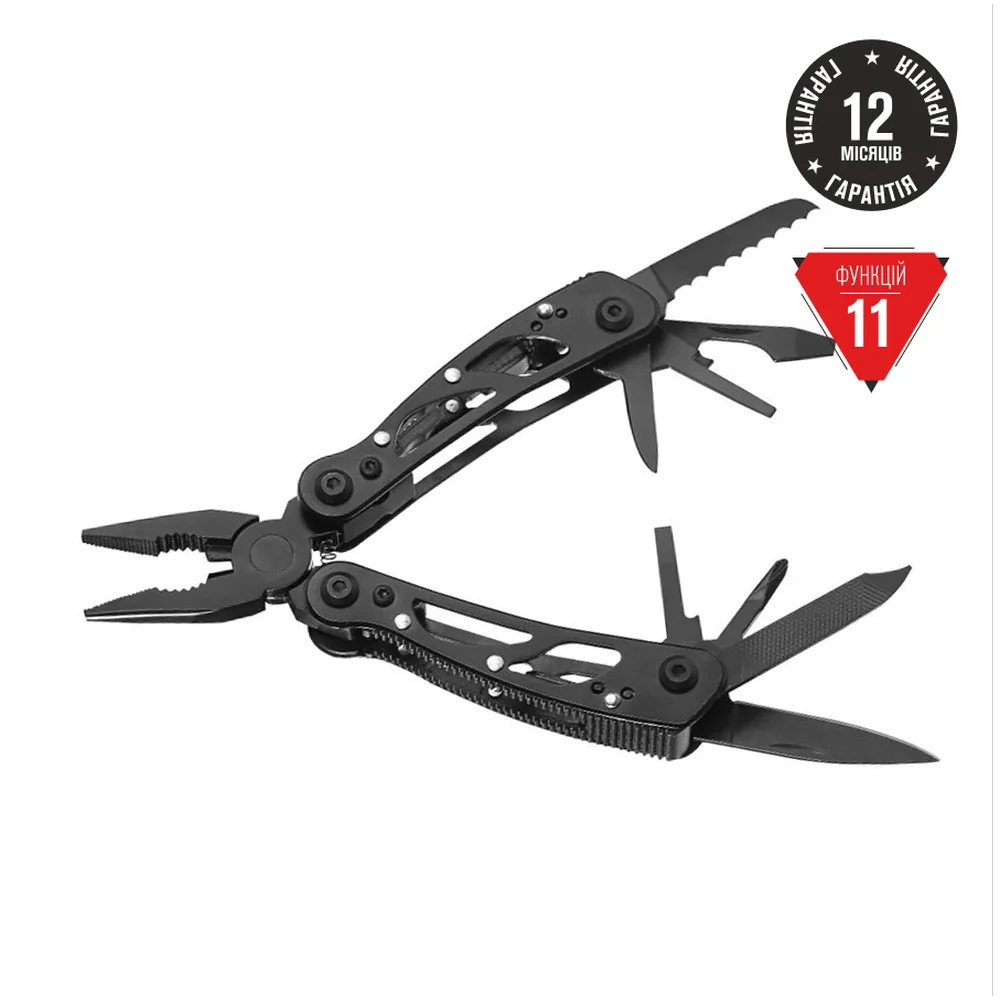 Мультитул Ganzo G104S, (16.5 см) 11 функцій, чорний + чохол