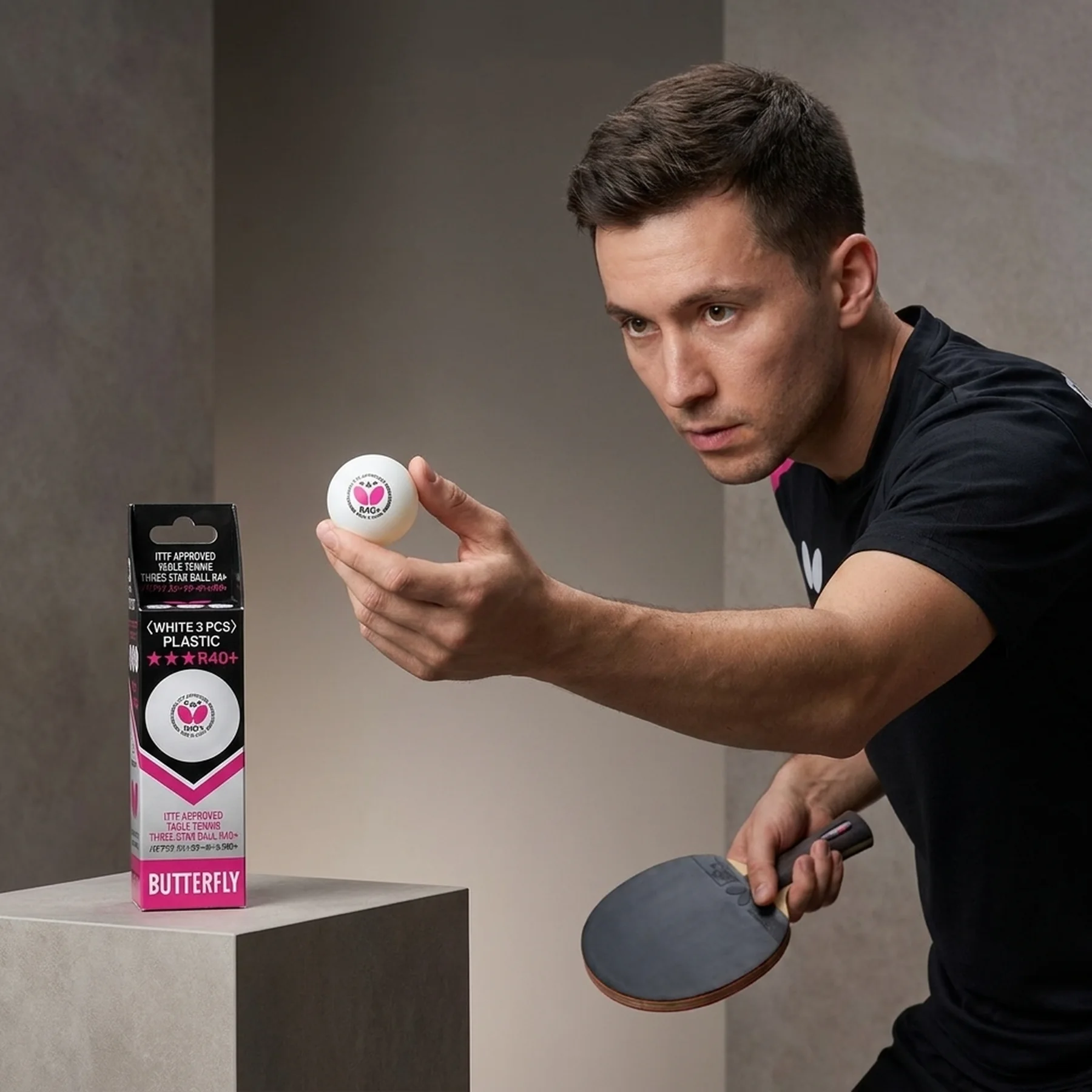 М'ячі для настільного тенісу Butterfly R40+ 3* ITTF 3шт.