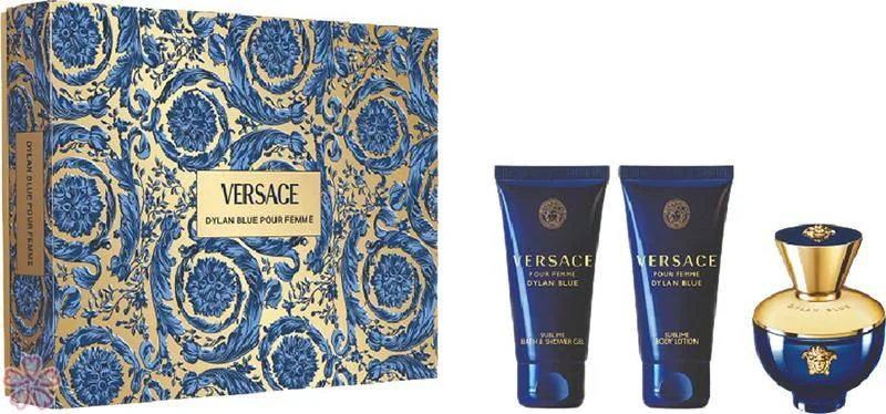 Набор для женщин Versace Dylan Blue Pour Femme Парфумована вода 50 мл + гель для душу 50 мл + лосьйон для тіла 50 мл