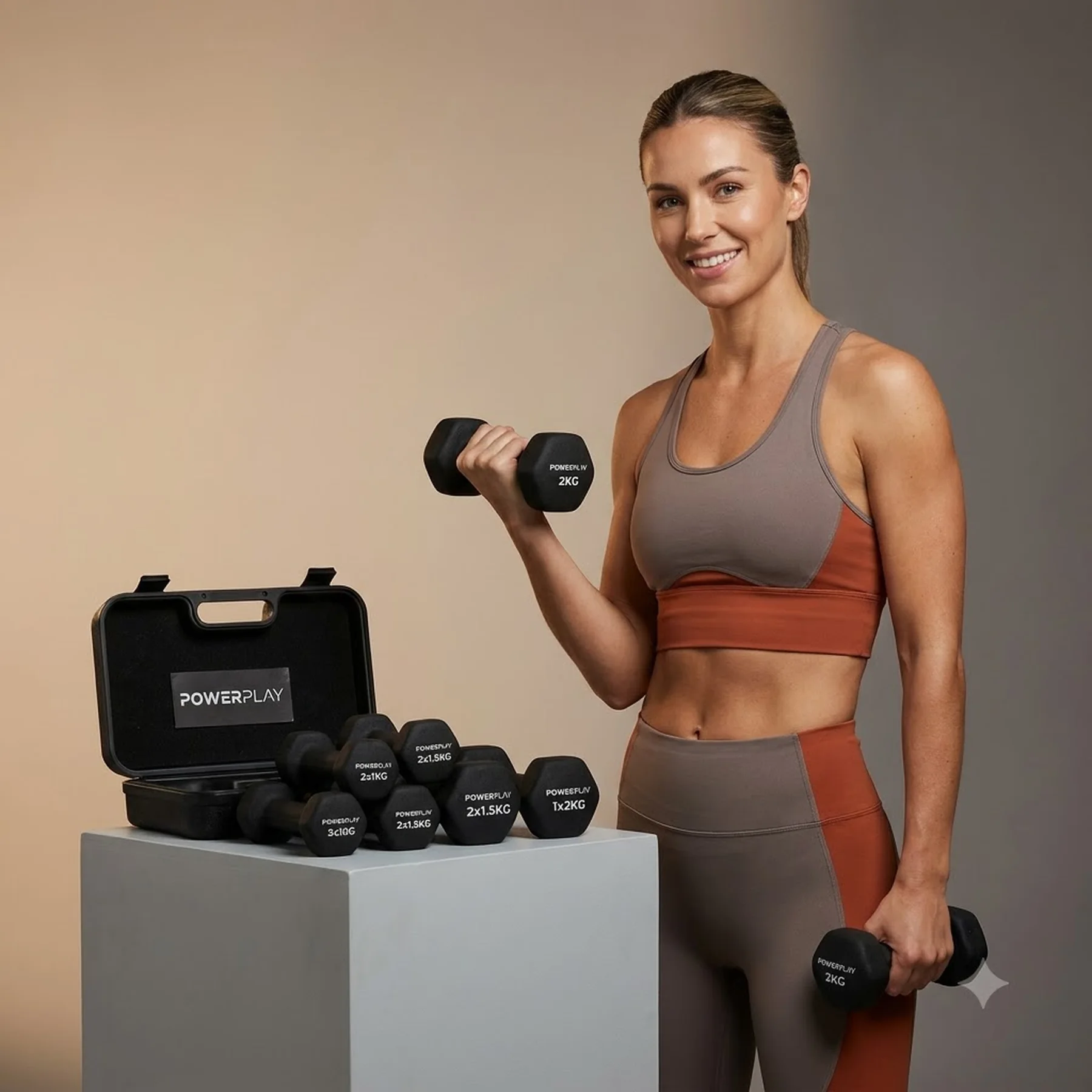 Набір гантелей в кейсі 9 кг. PowerPlay 4121 Fitness Dumbells (2шт.*1кг. 2шт.*1,5кг. 2шт.*2кг.)