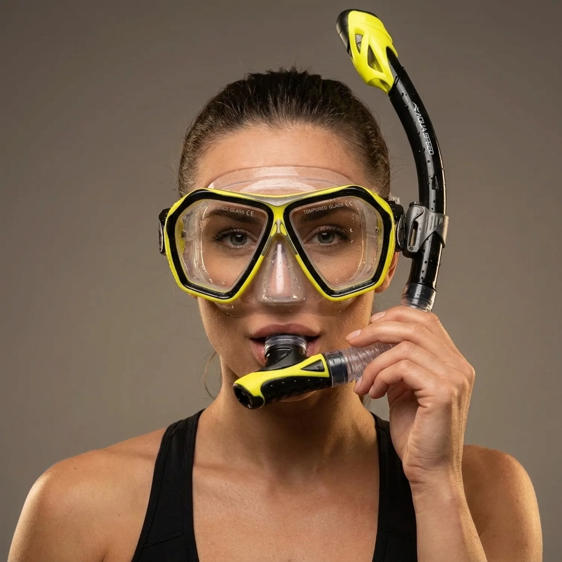 Набір маска і трубка Aqua Speed Blaze + Borneo 60320 жовтий, чорний Уні OSFM