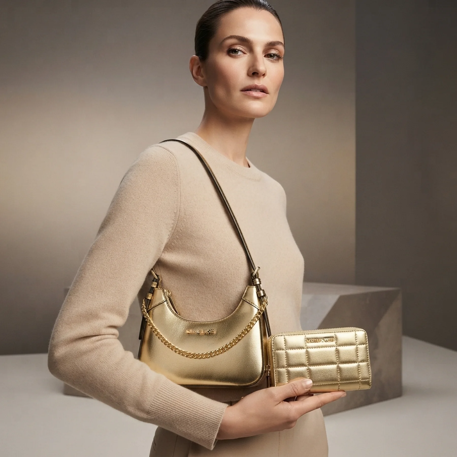 Набір Wilma Michael Kors кросбоді та гаманець 1159845674 Золотистий