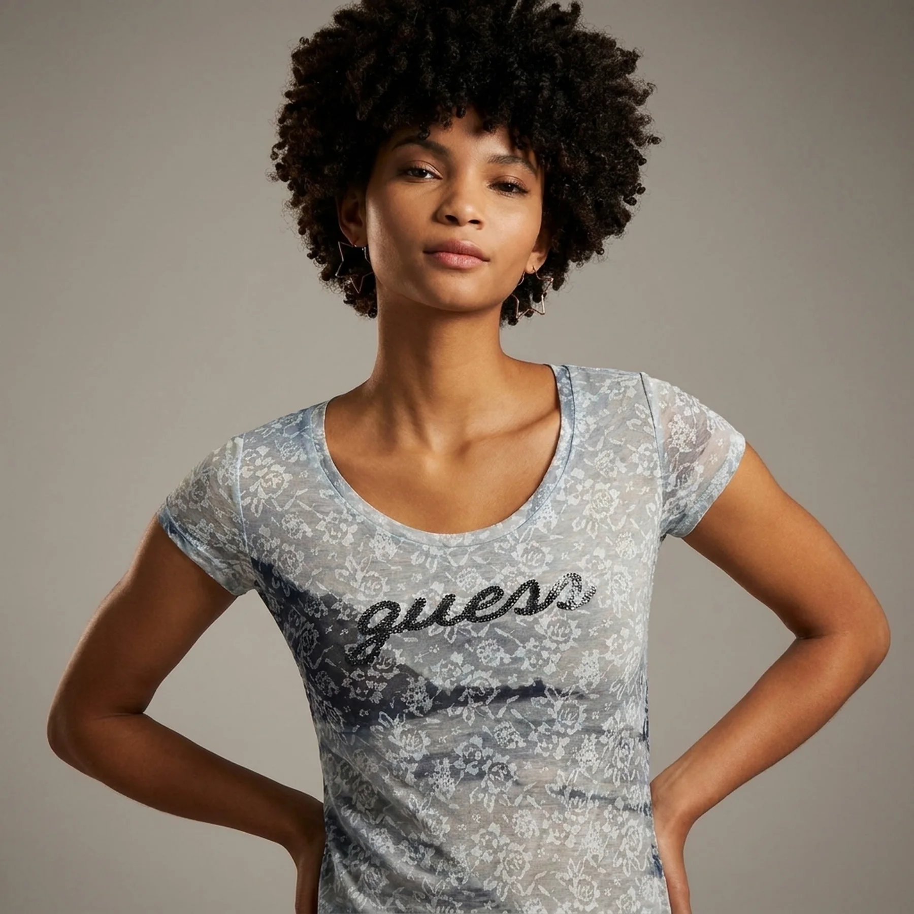 Напівпрозора футболка GUESS з логотипом 1159834447