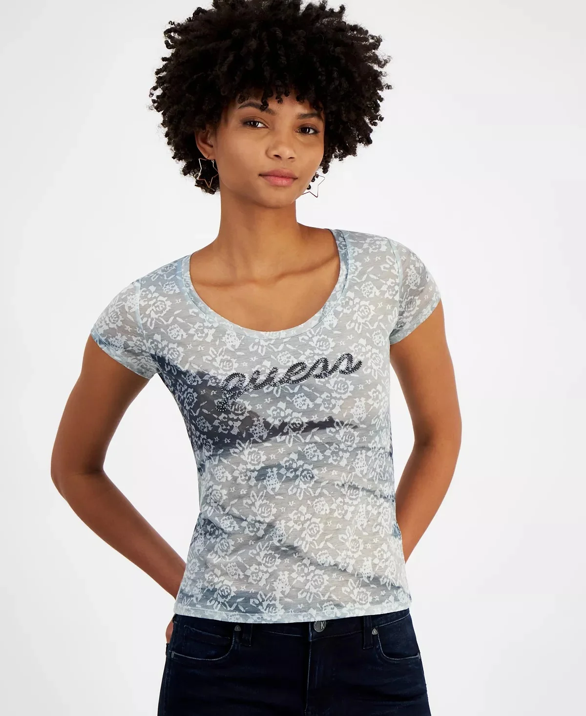 Напівпрозора футболка GUESS з логотипом 1159834447