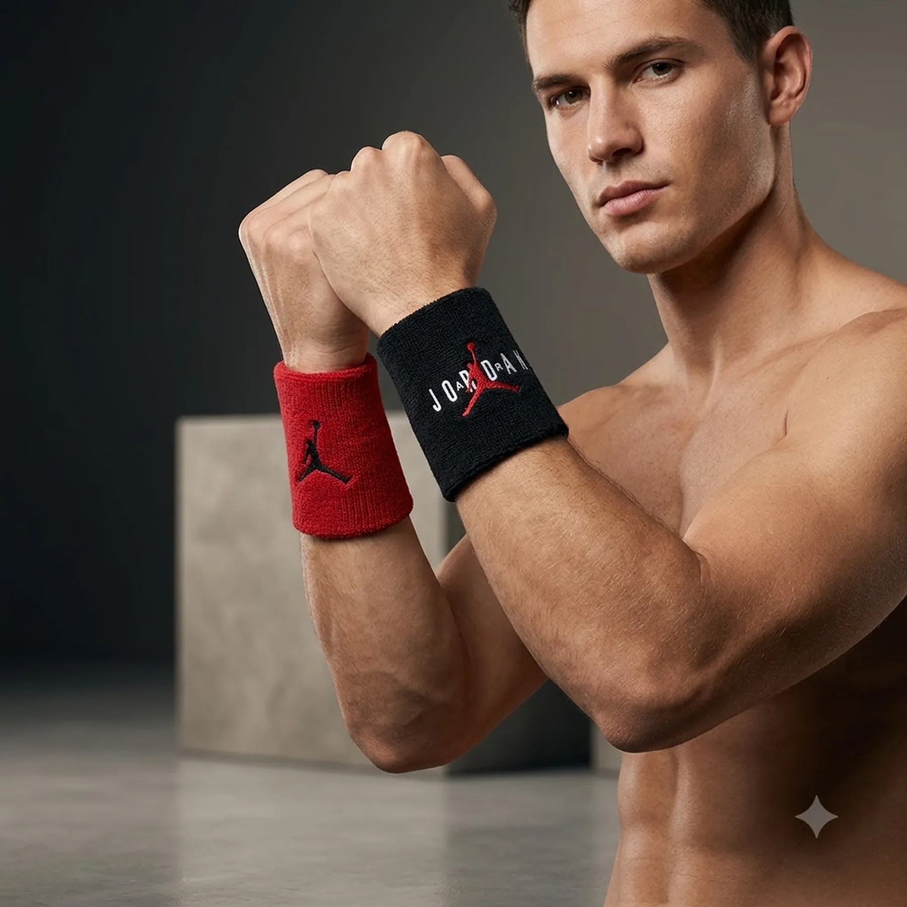 Напульсник JORDAN JUMPMAN TERRY WRIST BANDS 2 PK GYM RED/BLACK/GYM RED OSFM