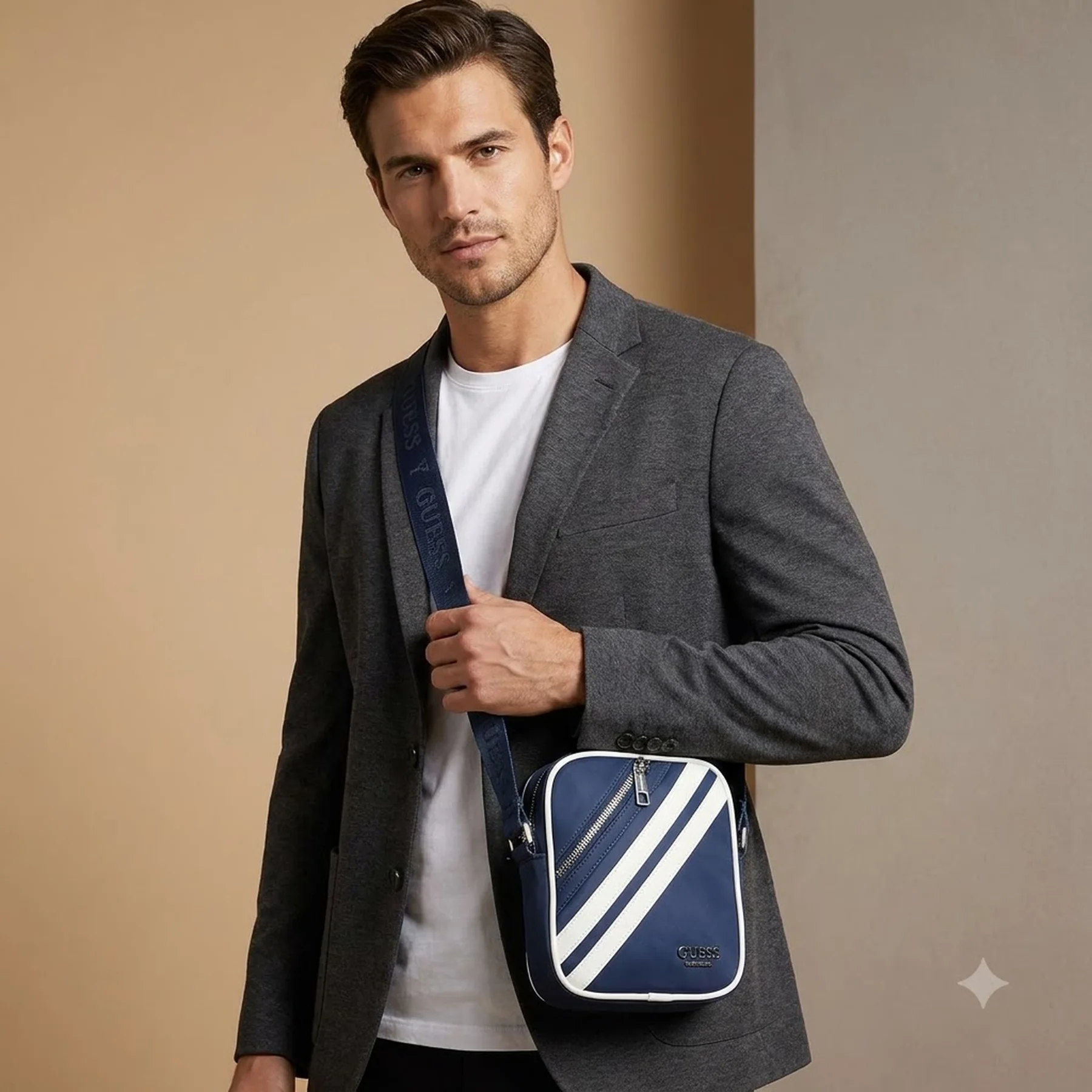 Нейлонова сумка через плече Stripe Crossbody Guess кроссбоді 1159844494 Синій