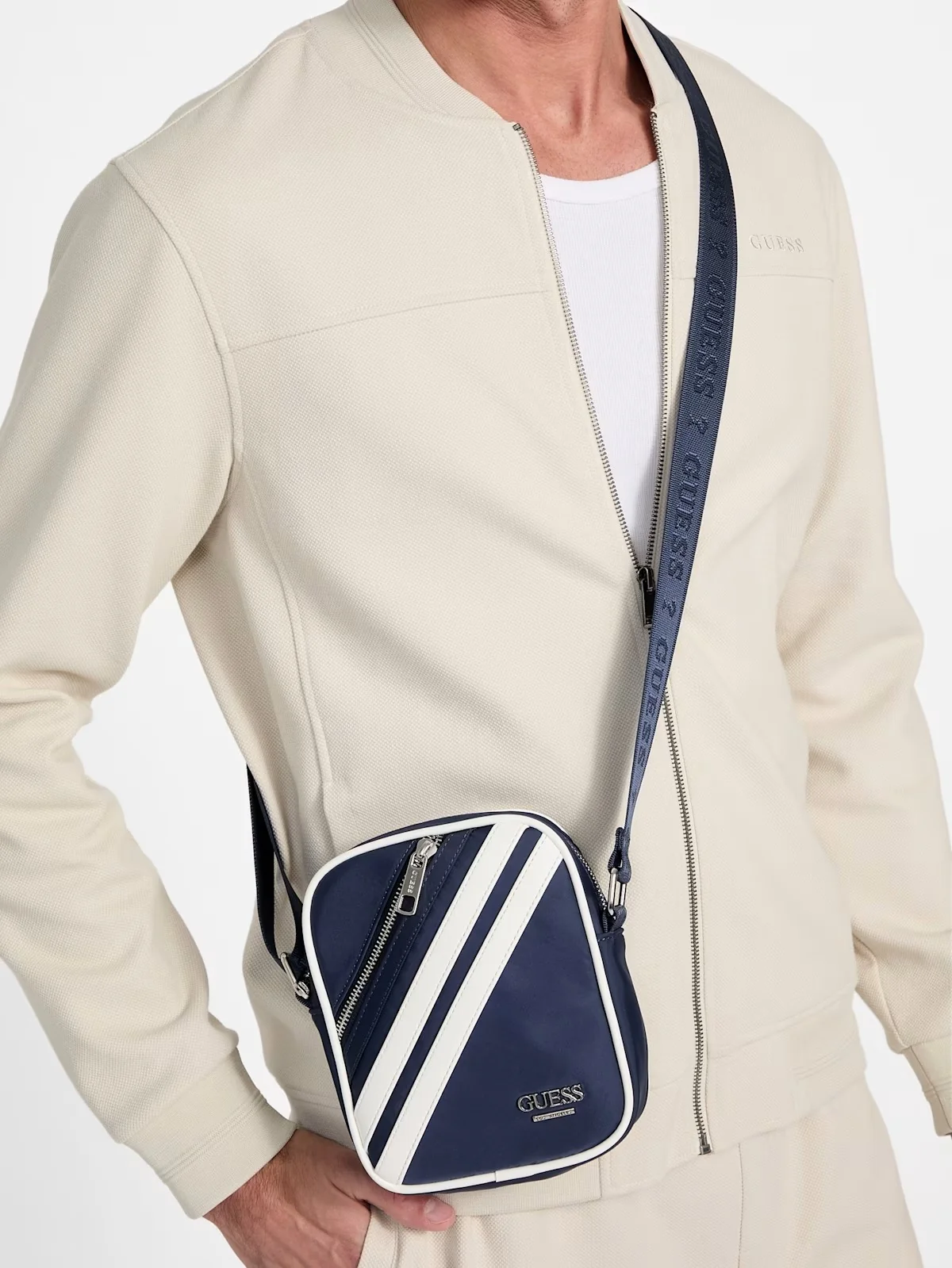 Нейлонова сумка через плече Stripe Crossbody Guess кроссбоді 1159844494 Синій