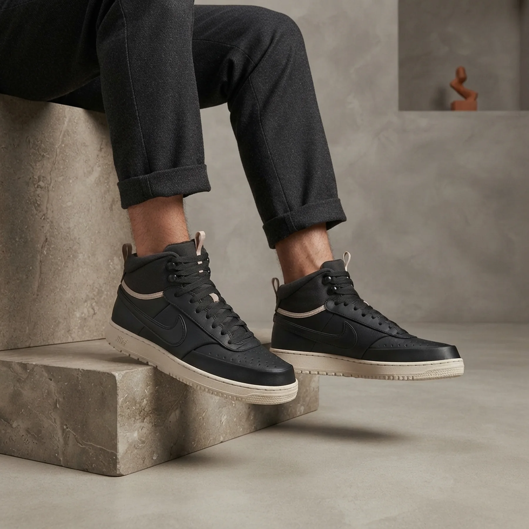 Nike Court Vision Mid Winter 'Dark Smoke Grey Light Bone'
