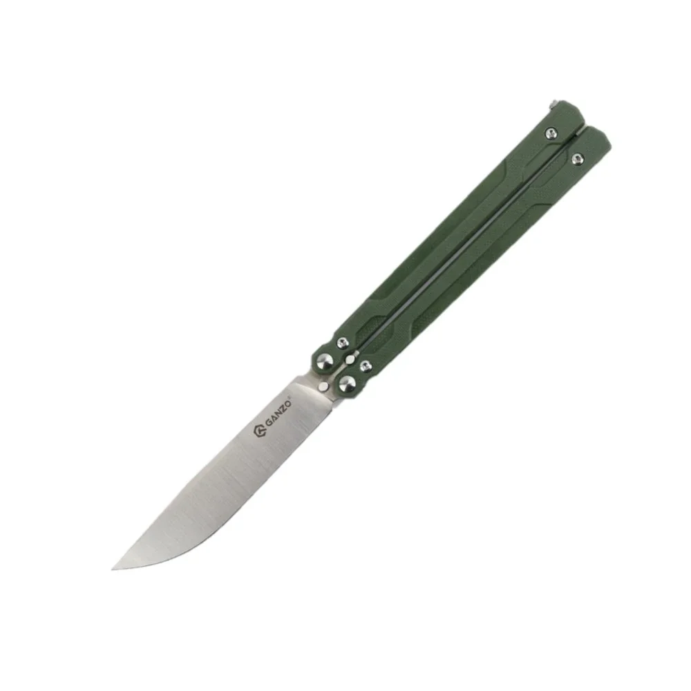 Нiж метелик (балiсонг) Ganzo G766 (8.9 см) 440С / G10 зелений