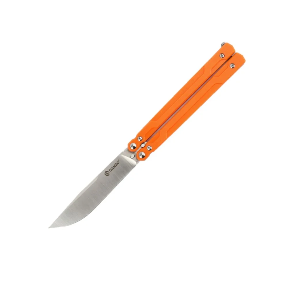 Нiж метелик (балiсонг) Ganzo G766 (8.9 см) 440С / G10 помаранчевий
