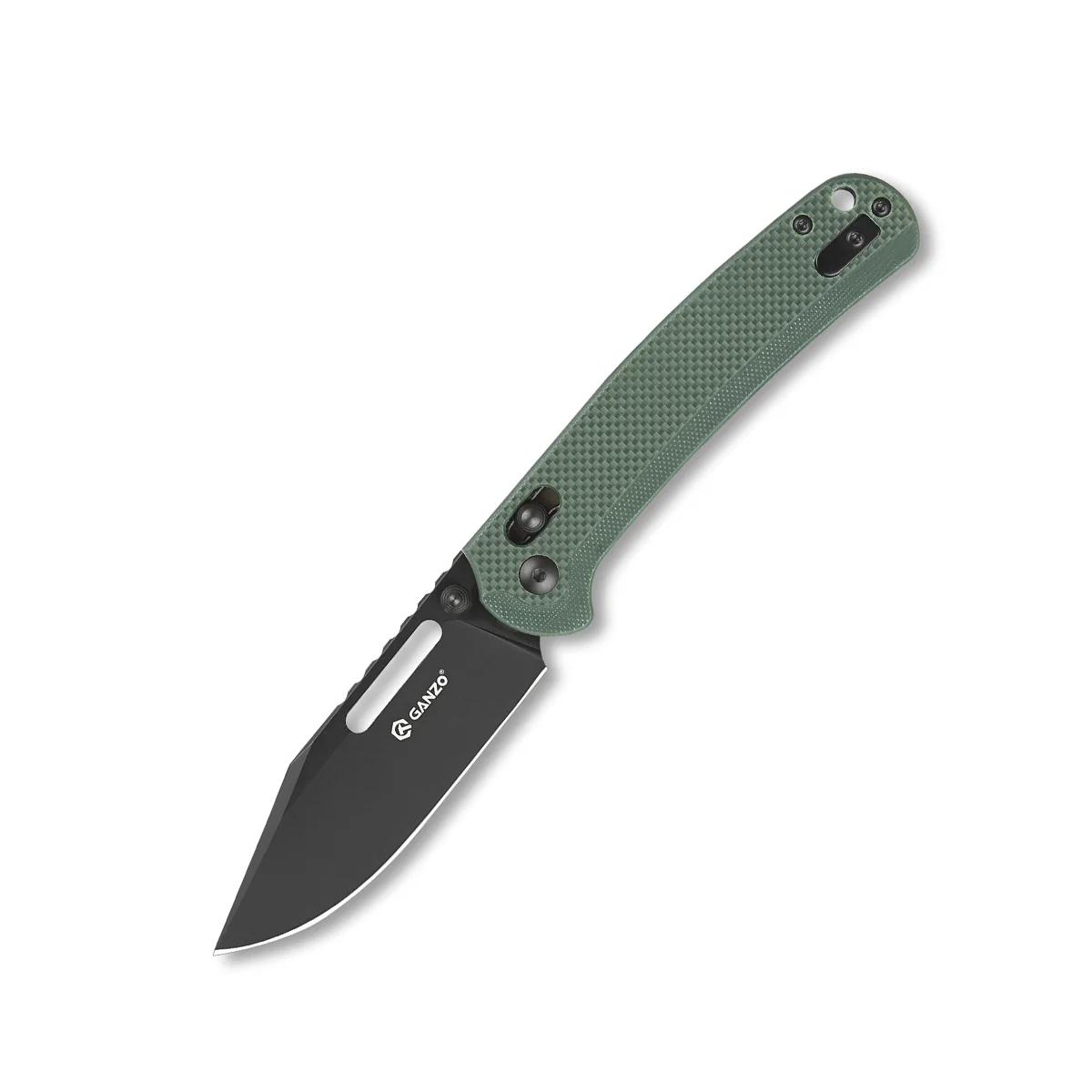 Ніж складаний туристичний Ganzo G768PT (8.8 см) D2 / G10 синьо-зелений, чорний клинок