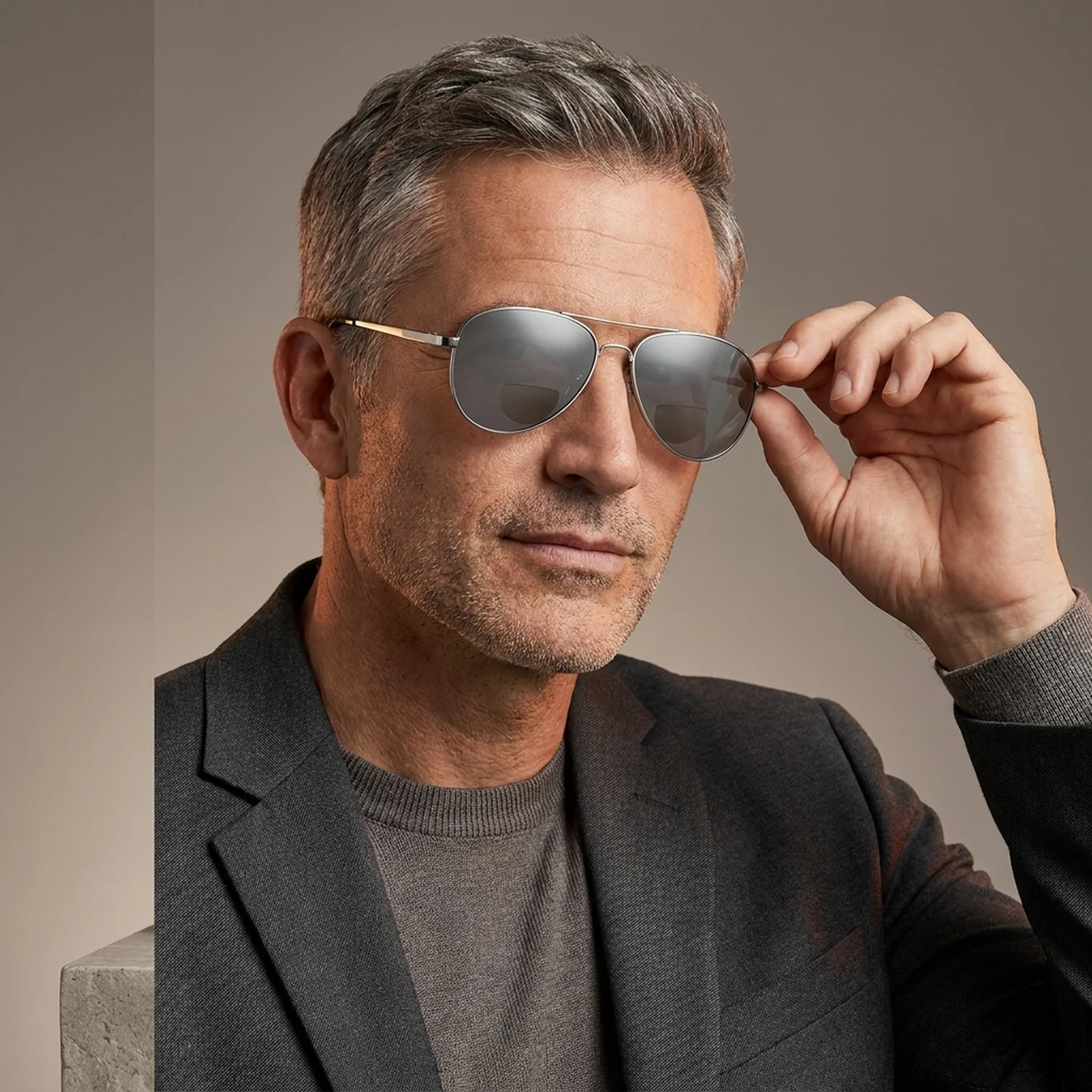 Бифокальные защитные очки Global Vision Aviator Bifocal (+2.0) (gray) серые