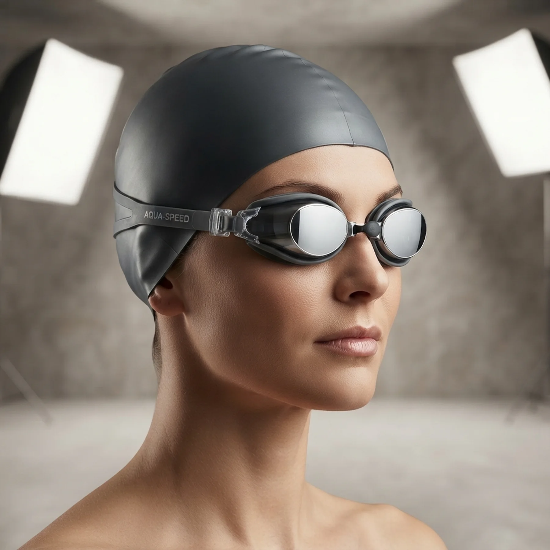 Окуляри для плавання Aqua Speed CHAMPION NEW 038-26 сірий, дзеркальний Уні OSFM