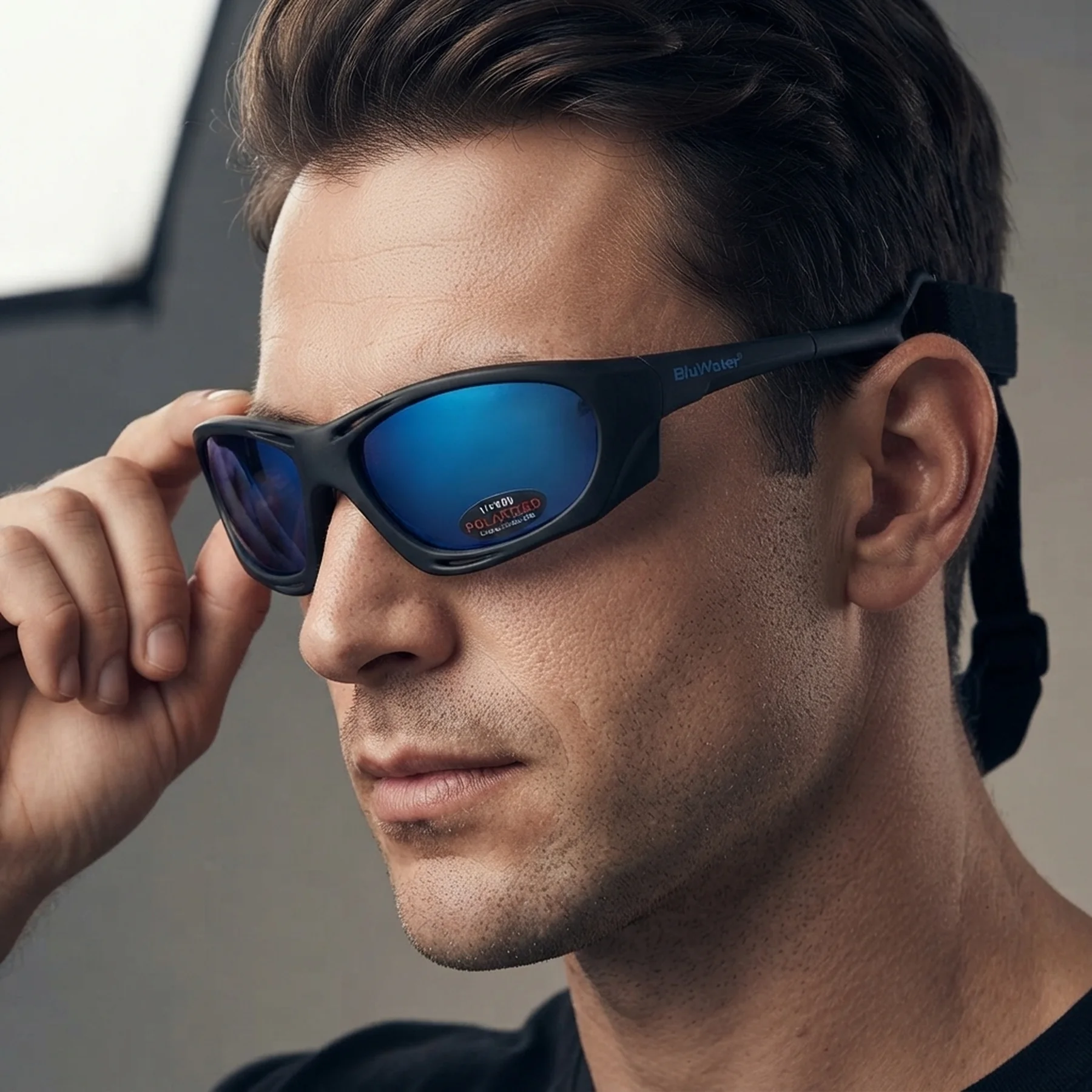 Очки поляризационные BluWater Hydro Polarized (G-Tech™ blue) Anti-Fog, синие зеркальные в  черной оправе