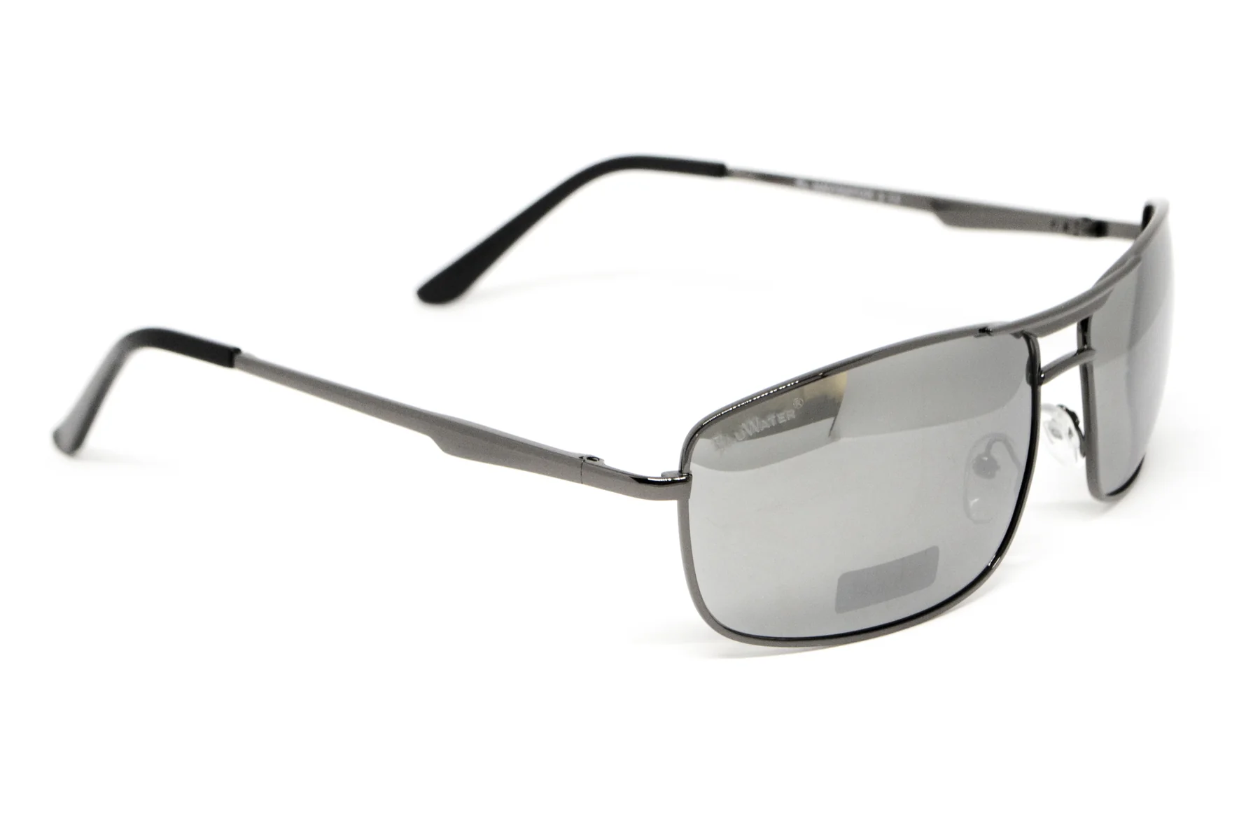 Очки поляризационные BluWater Navigator-3 Gun Metal Polarized (flash mirror), серые зеркальные в тёмной металлической оправе