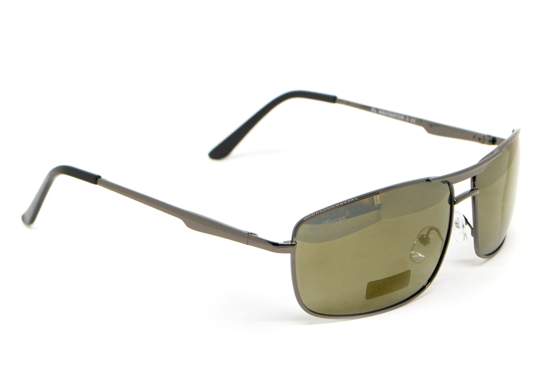 Очки поляризационные BluWater Navigator-3 Gun Metal Polarized (gold mirror), серые с зеркальным золотистым покрытием в тёмной металлической оправе