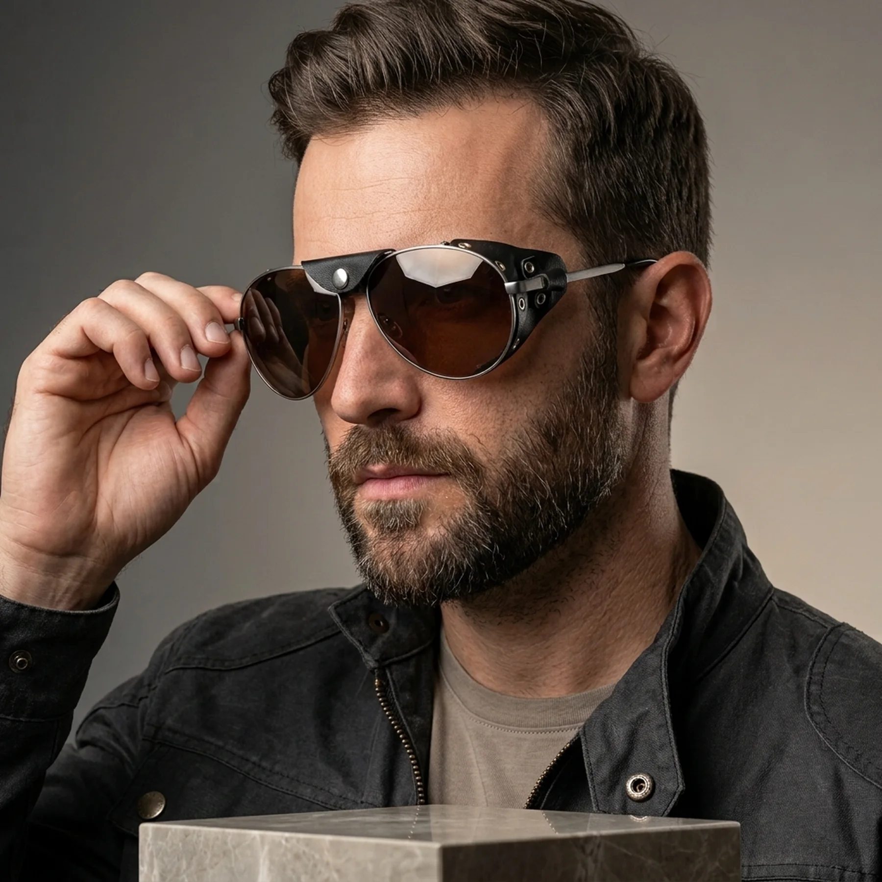 Очки защитные Global Vision Aviator-3 (drive mirror), коричневые со съёмным уплотнителем из синтетитечской "кожи"