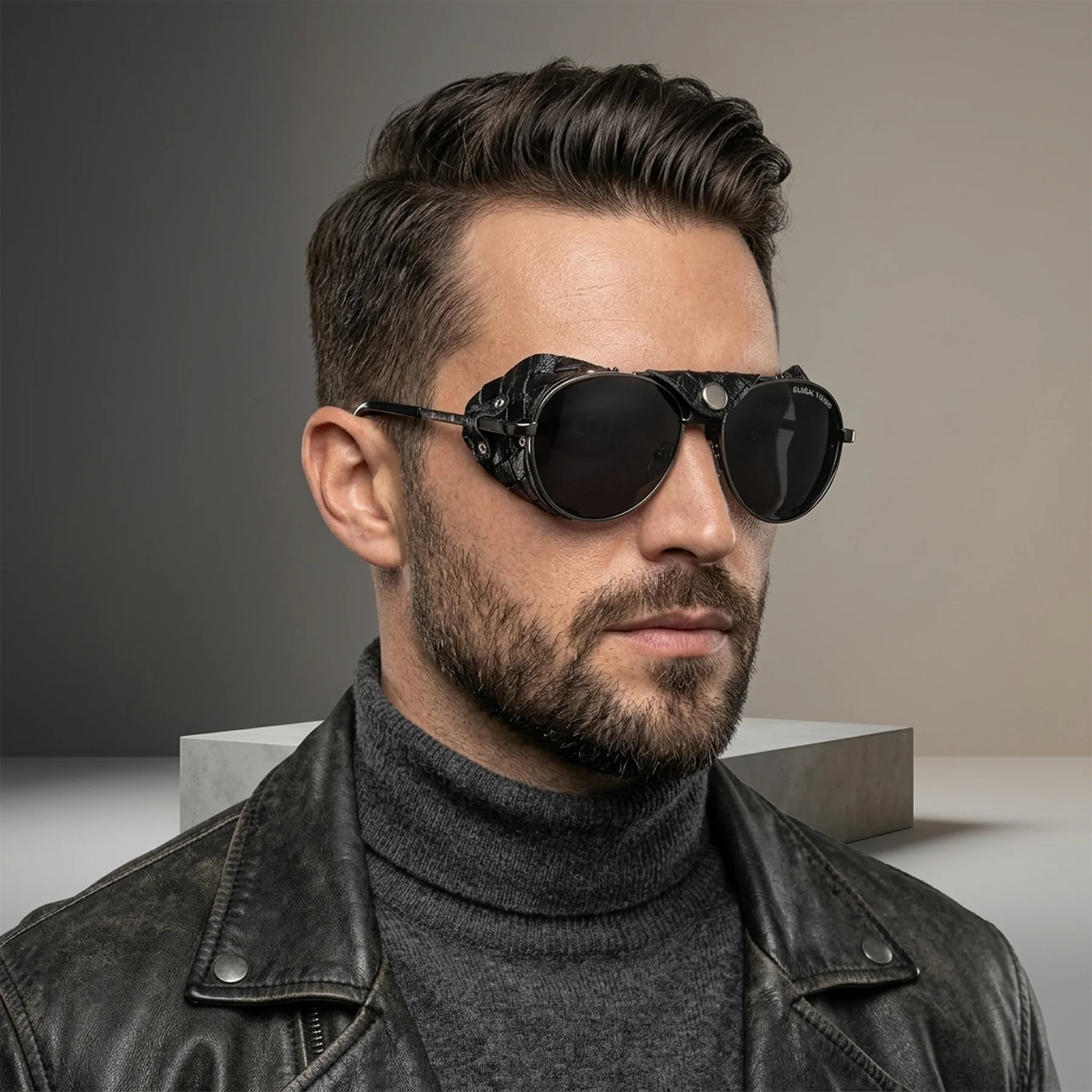Очки защитные Global Vision Aviator-5 GunMetal (gray), серые в темной оправе со съёмным уплотнителем из синтетитечской "кожи"