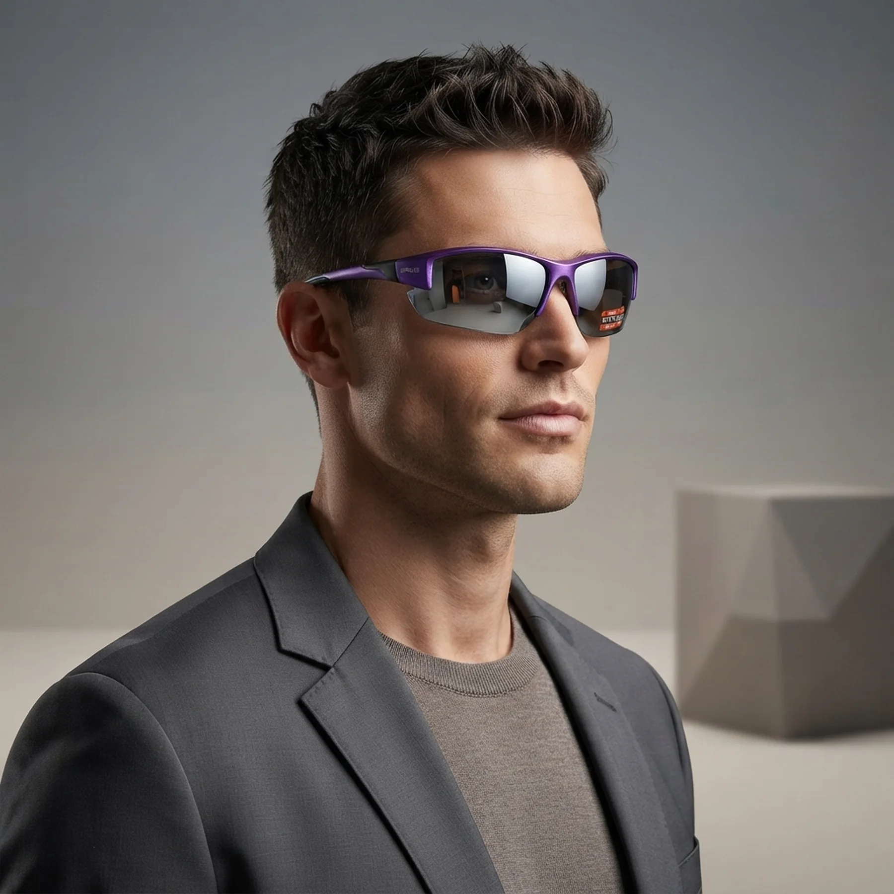 Очки защитные открытые Global Vision Hercules-7 Purple (silver mirror) зеркальные серые