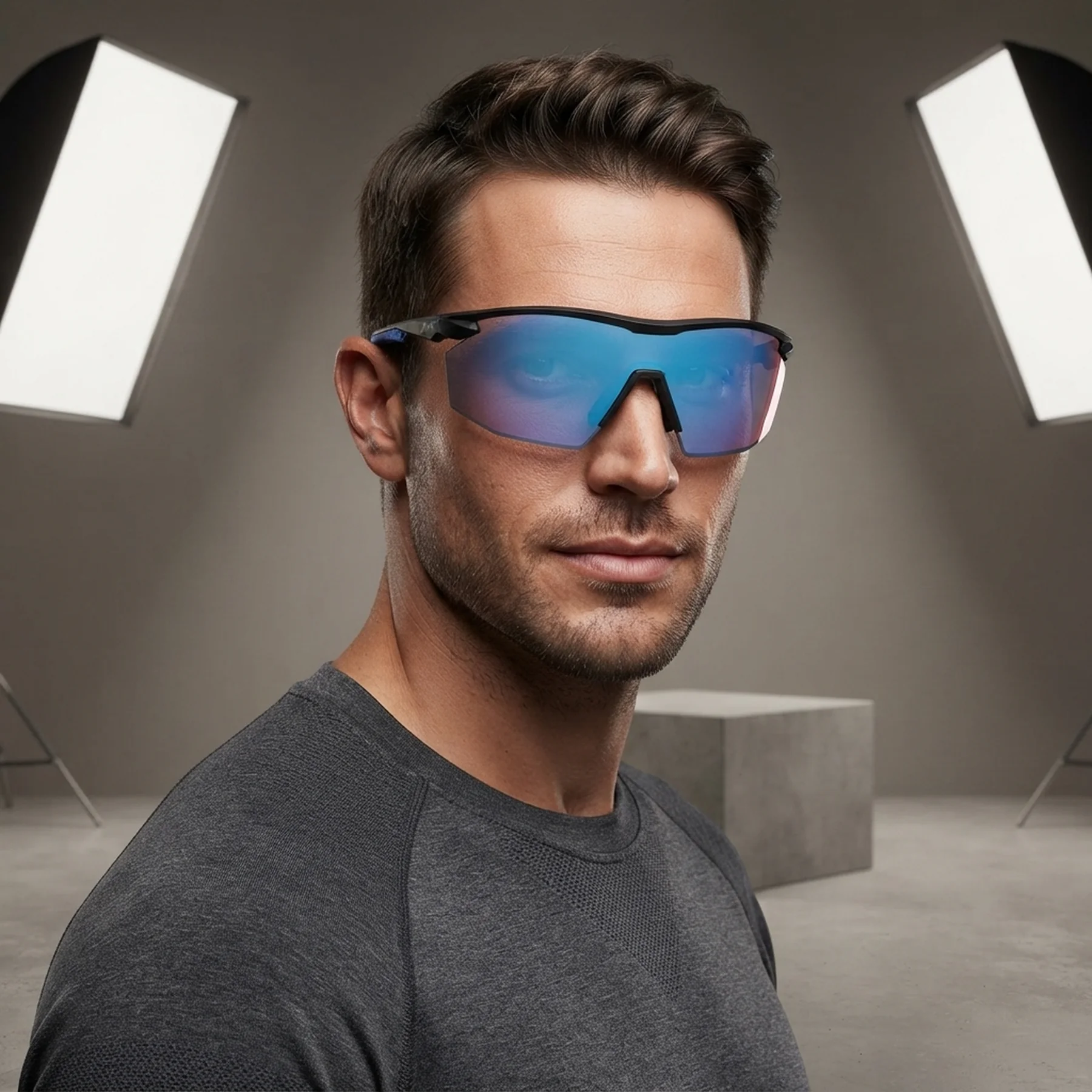 Очки защитные Pyramex PMXSPEC (blue mirror) Anti-Fog, синие зеркальные линзы в чёрно-синей оправе