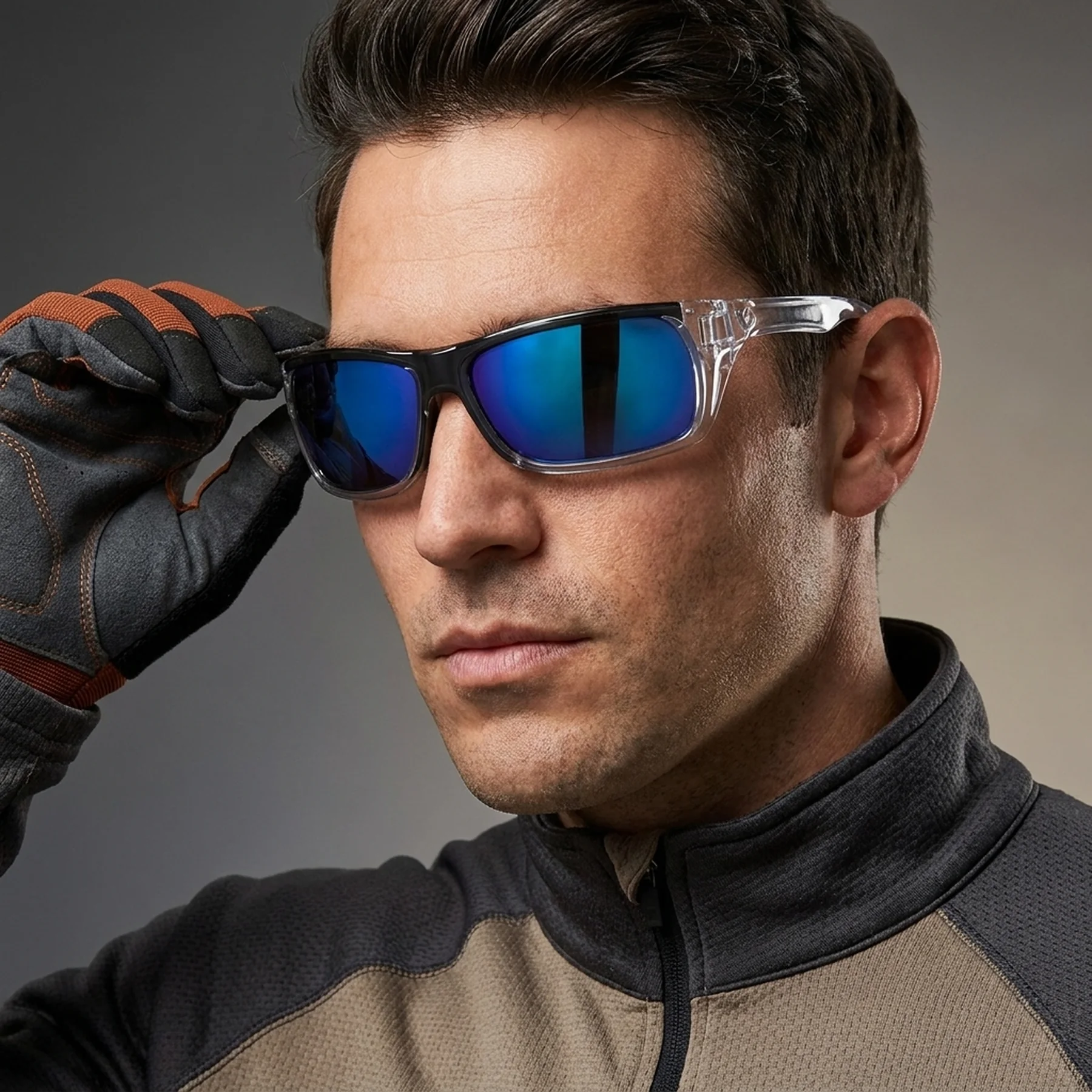 Очки защитные открытые Venture Gear Vallejo Crystal (ice blue mirror) Аnti-Fog, синие зеркальные в прозрачной оправе