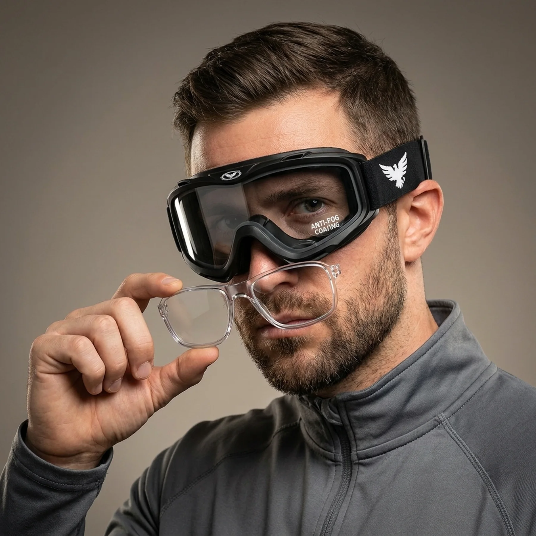 Очки защитные с уплотнителем Global Vision Eliminator RX (gray) Anti-Fog, серые с диоптрической вставкой