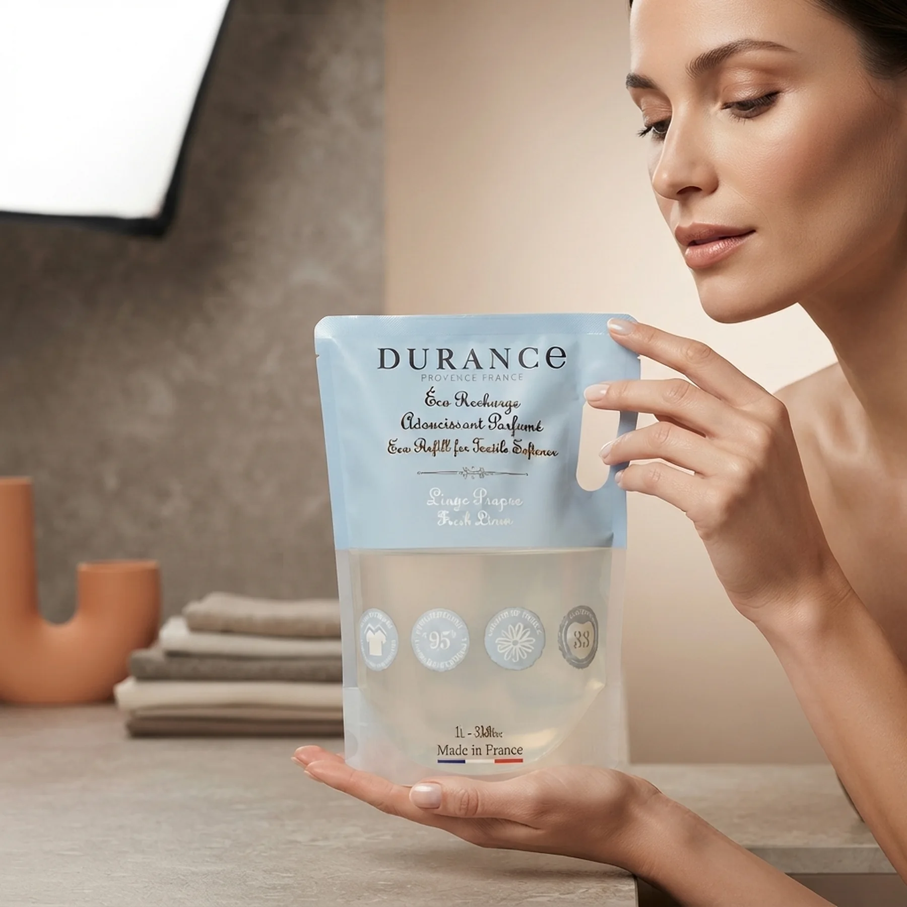 Ополаскиватель для ткани Durance Adoucissant Textile Softener 1000 мл Чиста білизна Запасний блок