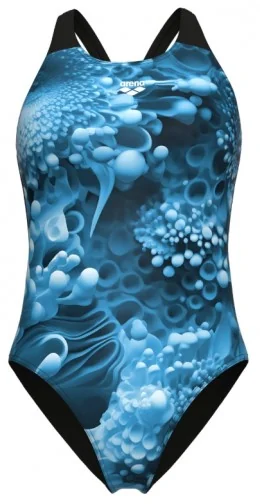 Купальник закритий для жінок Arena BLUE FLOWERS SWIMSUIT V BACK