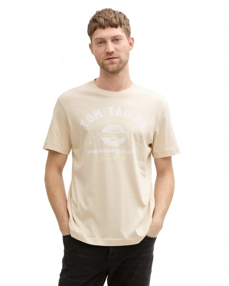 Футболка LOGO TEE MEN'S T-SHIRT 1037735-10336 Tom Tailor XXL Бежевий