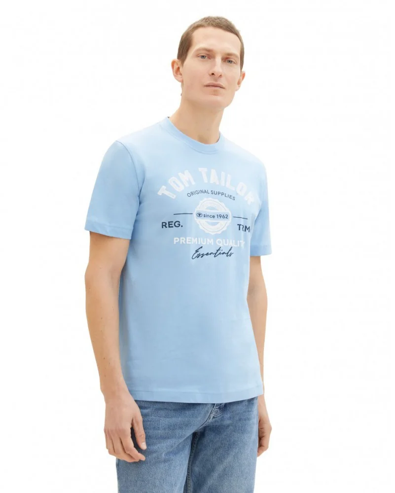 Футболка LOGO TEE MEN'S T-SHIRT 1037735-32245 Tom Tailor XXL Блакитний