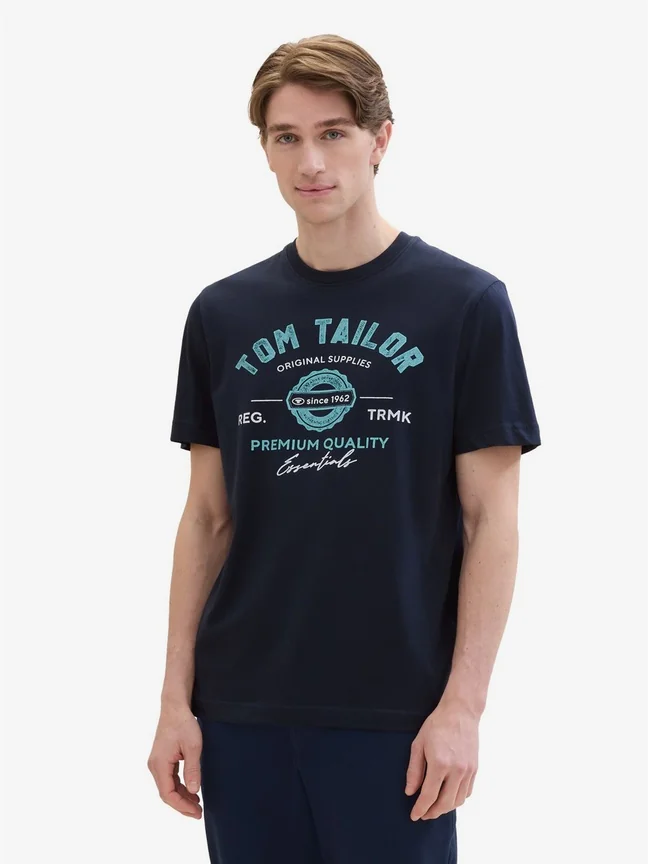Футболка LOGO TEE MEN'S T-SHIRT 1037735ХХ10302 Tom Tailor XXL Темно-синій