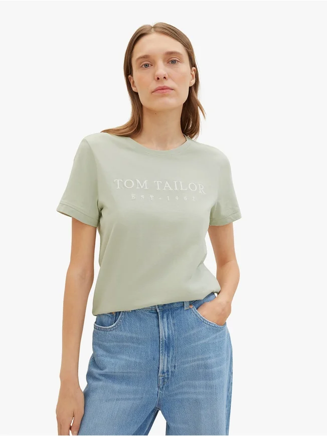 Футболка Women's Summer Blouse Short Sleeve 1041288-34895 Tom Tailor L Фісташковий