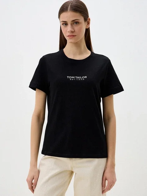 Футболка women's T-shirt 1045543-14482 Tom Tailor L Чорний