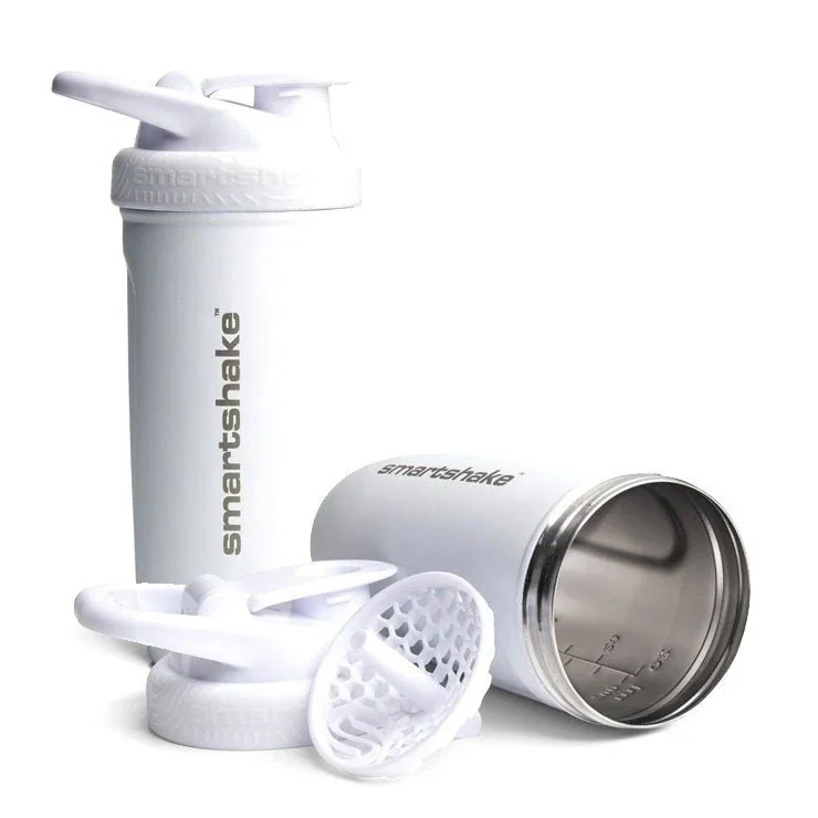Шейкер спортивний SmartShake металевий Reforce Stainless Steel 30oz/900ml White