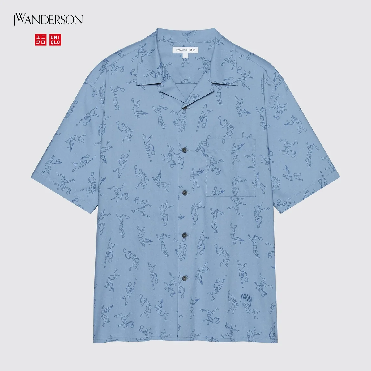 Чоловічі сорочки з коротким рукавом JW Anderson UNIQLO з принтом 1159788227 (Синій, XS)