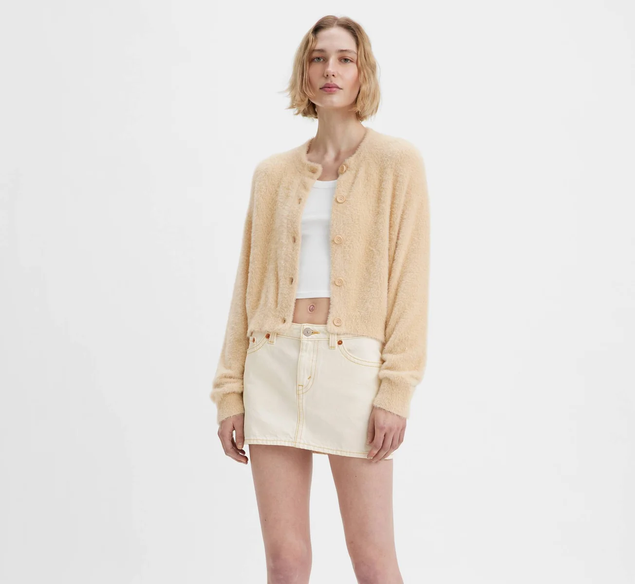 Жіночий укорочений кардиган Levi's кофта 1159808765 (Бежевий, XL)