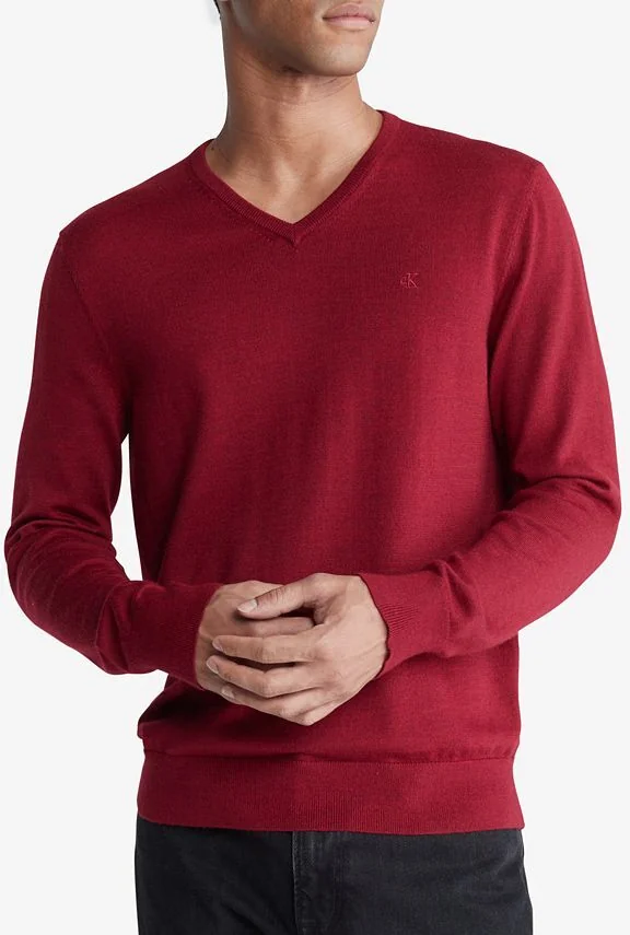Чоловічий м'який светр Calvin Klein з логотипом 1159813663 (Бордовий, XS)