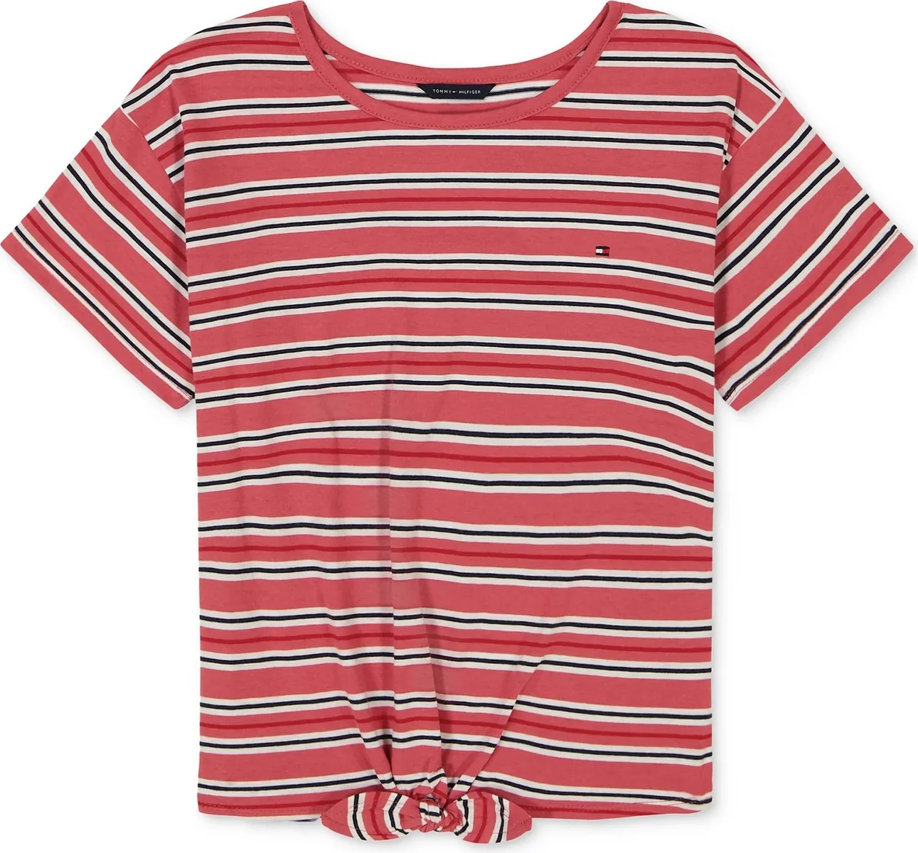 Дитяча футболка Tommy Hilfiger у смужку з вузлом 1159818485 (Червоний 6)