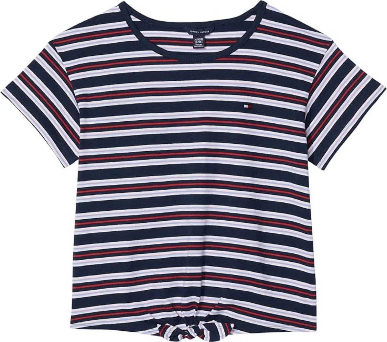 Дитяча футболка Tommy Hilfiger у смужку з вузлом 1159820632 (Синій 8-10)