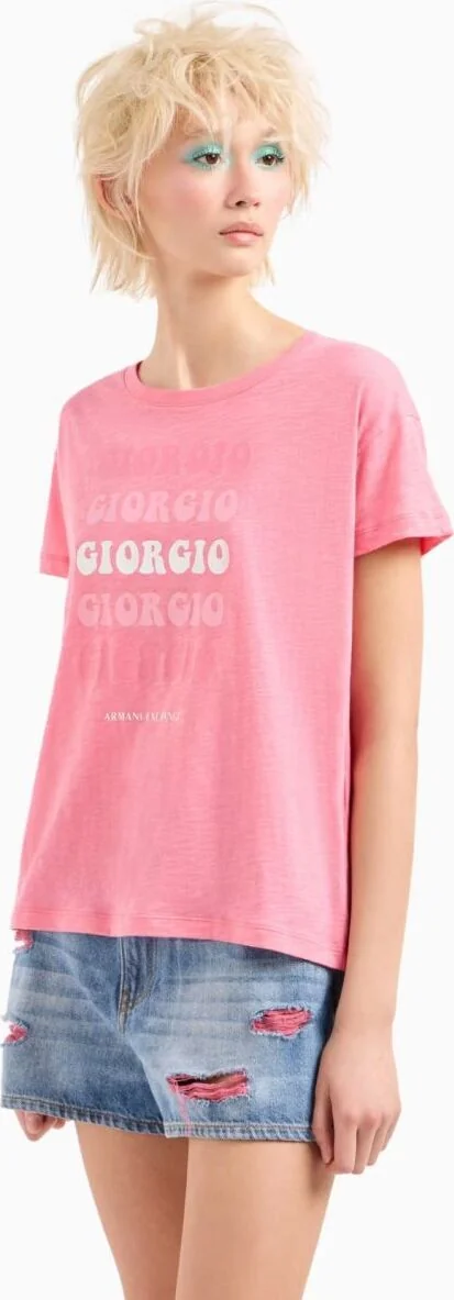 Жіноча футболка Armani Exchange з логотипом 1159826599 (рожевий L).