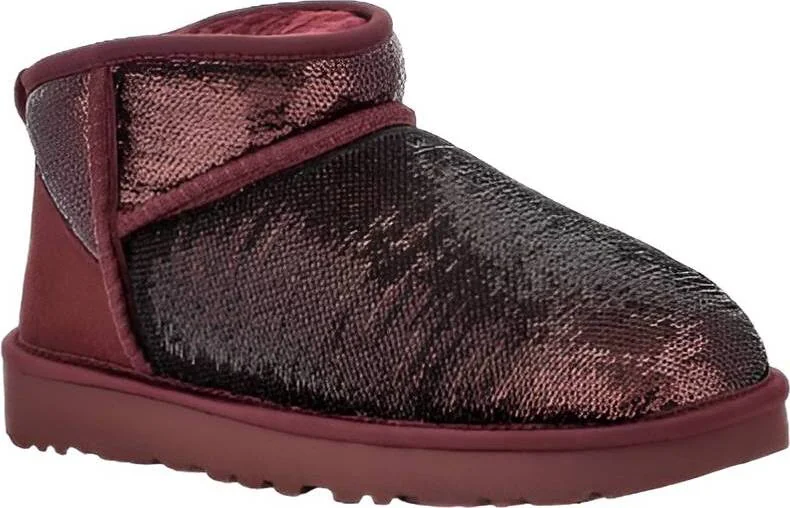 Жіночі укорочені уггі UGG з хутром 37 (6 US) 23,5 см Бордовий 1159833840