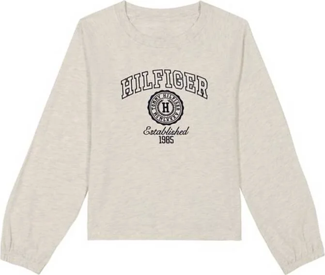 Дитячий лонгслів Tommy Hilfiger з вишитим логотипом 1159836052 (Молочний 7)
