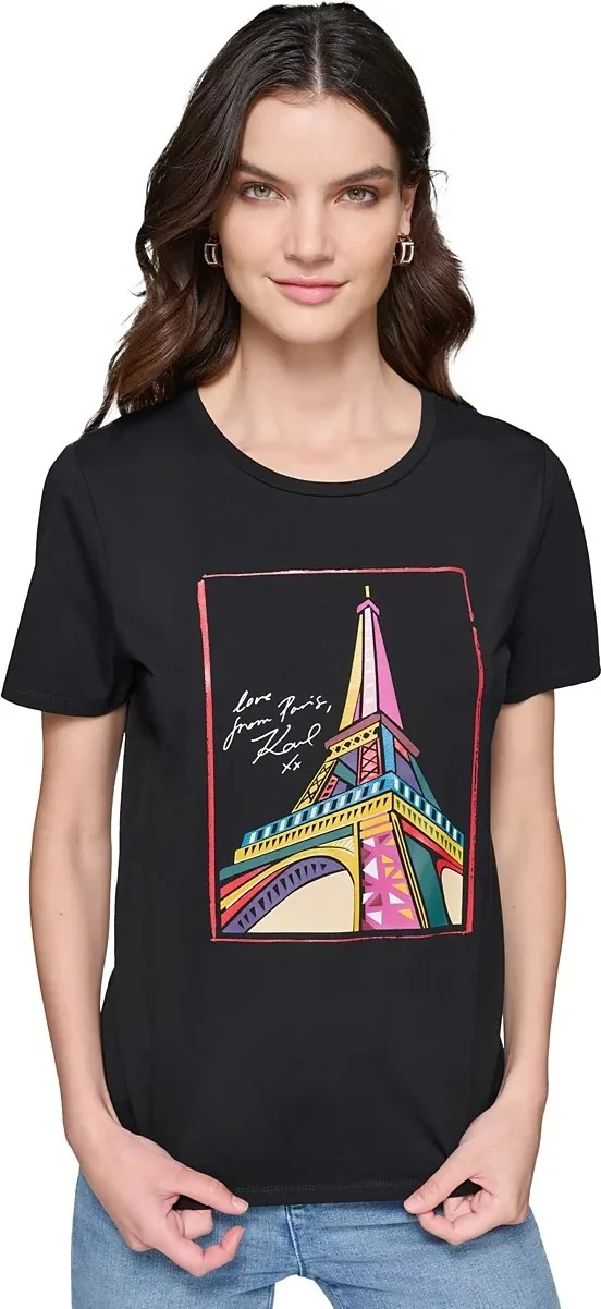 Жіноча футболка Karl Lagerfeld Paris з принтом 1159836943 (Чорний S)