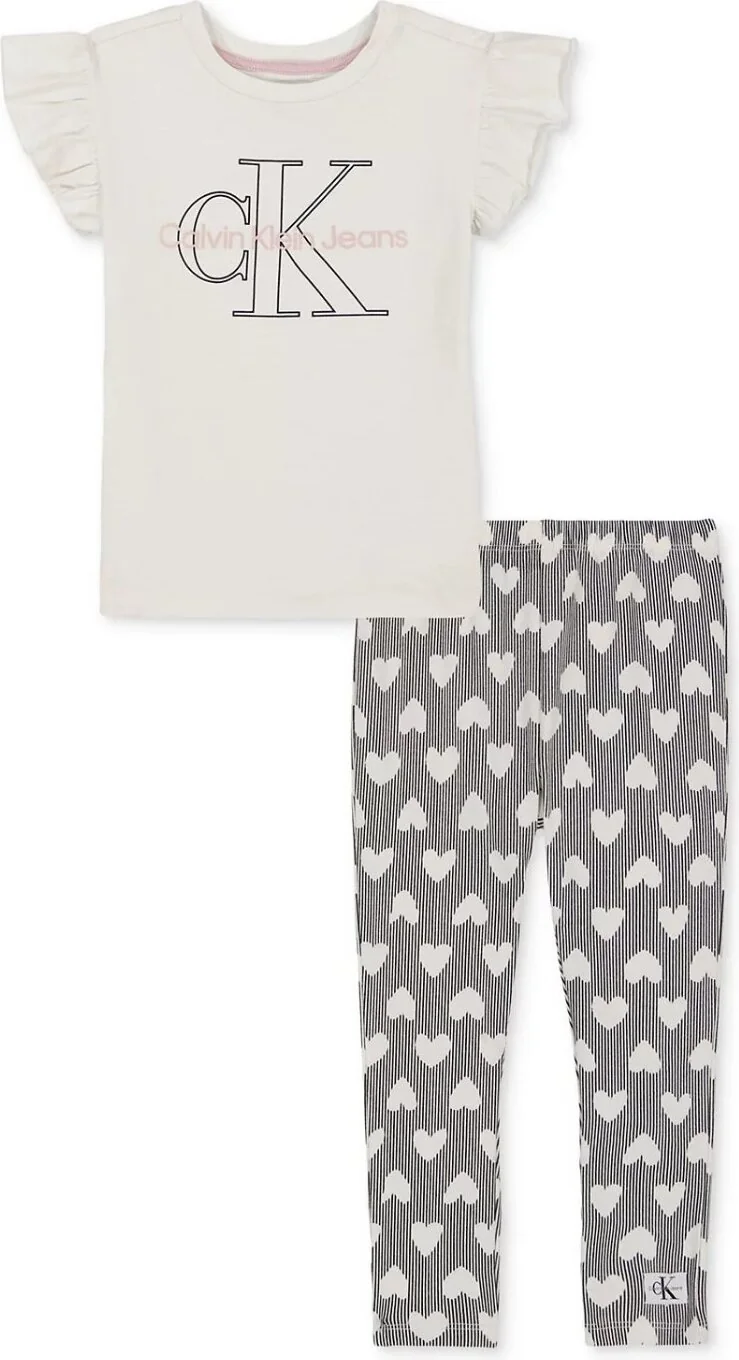 Дитячий комплект Calvin Klein футболка та легінси 1159837088 (Молочний 4)