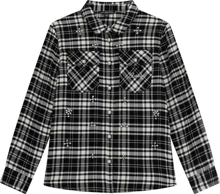 Дитяча сорочка GUESS з оздобленням камінням 1159837564 (Чорний/Білий 14)